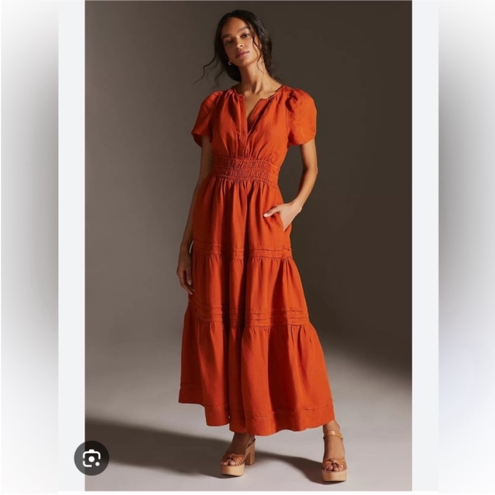 Anthropologie Somerset Linen Maxi Dress XS - Picture 7 of 7